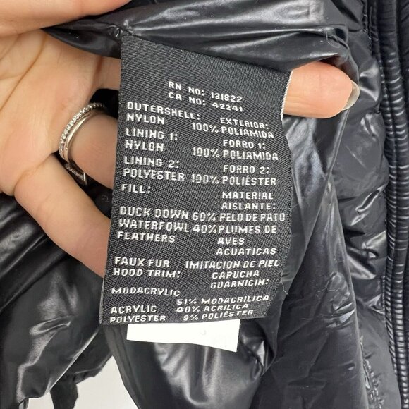 S13 Womens Kylie Down Puffer Jacket with Faux Fur Detachable Hood Sz L Black NWT - Picture 9 of 12